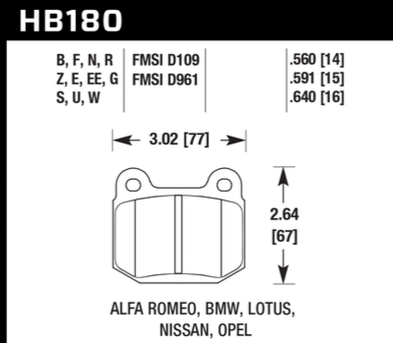 Hawk 1984-1986 Alfa Romeo GTV-6 2.5 HPS 5.0 Front Brake Pads Hawk Performance Brake Pads - Performance AXOPROS