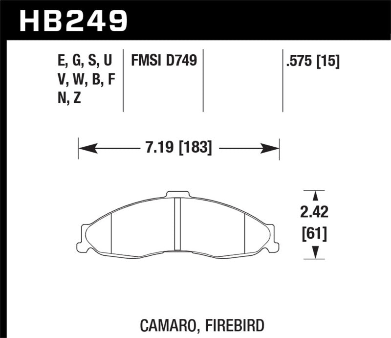 Hawk 1998-2002 Chevrolet Camaro SS 5.7 HPS 5.0 Front Brake Pads Hawk Performance Brake Pads - Performance AXOPROS