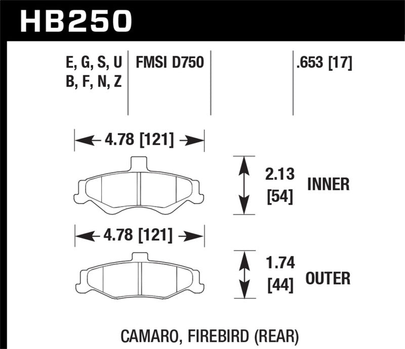 Hawk 1998-2002 Chevrolet Camaro SS 5.7 HPS 5.0 Rear Brake Pads Hawk Performance Brake Pads - Performance AXOPROS