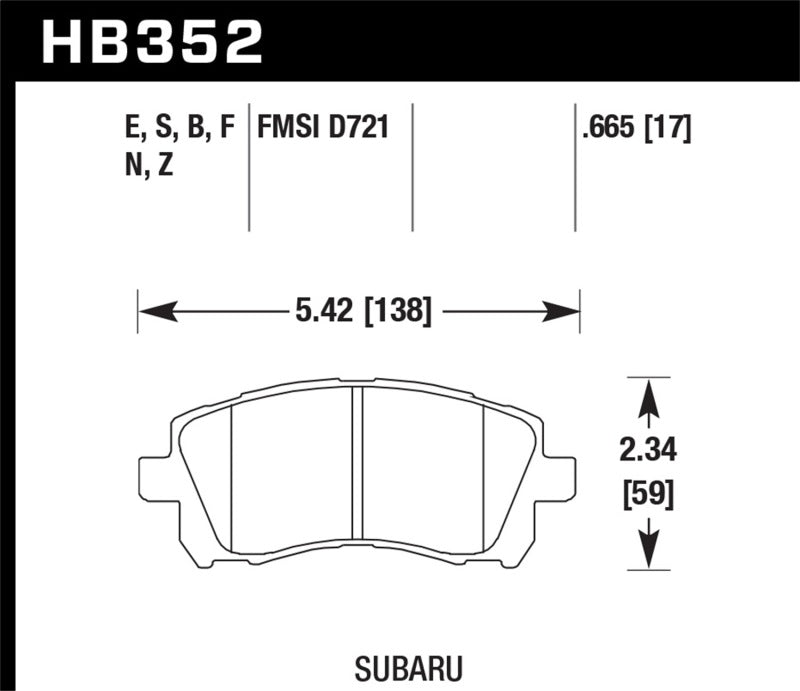 Hawk 1998-2/2002 Subaru Forester L (w/Rear Drum Brakes) High Perf. Street 5.0 Front Brake Pads Hawk Performance Brake Pads - Performance AXOPROS