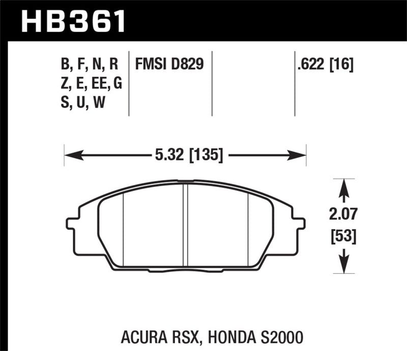 Hawk 2002-2006 Acura RSX Type-S HPS 5.0 Front Brake Pads Hawk Performance Brake Pads - Performance AXOPROS