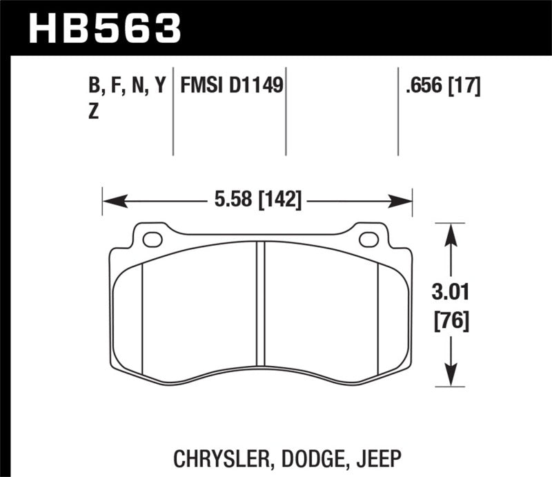 Hawk 2005-2014 Chrysler 300 C SRT8 6.1 HPS 5.0 Front Brake Pads Hawk Performance Brake Pads - Performance AXOPROS