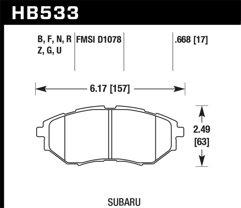 Hawk 2006-2007 Subaru B9 Tribeca Limited HPS 5.0 Front Brake Pads Hawk Performance Brake Pads - Performance AXOPROS
