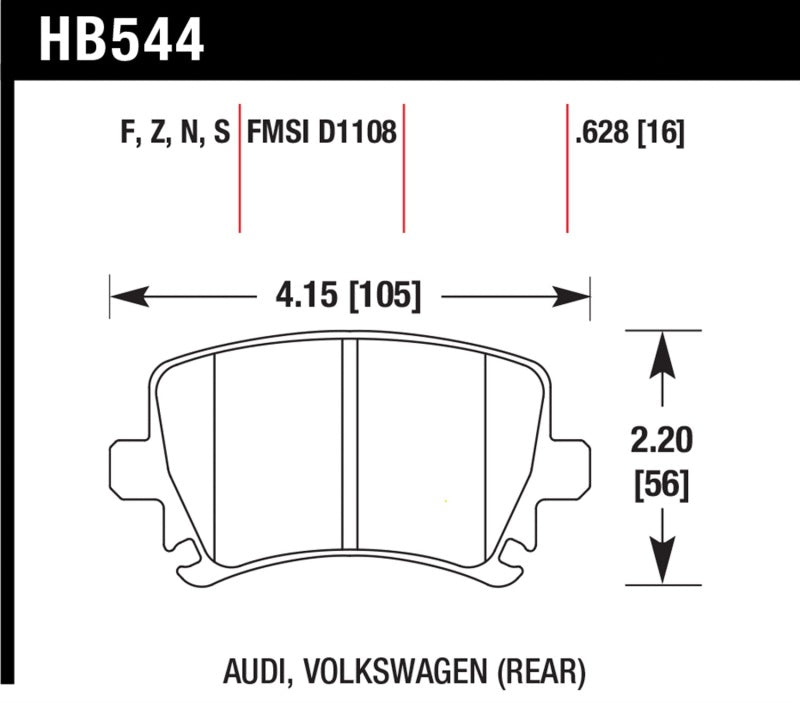 Hawk 2006-2009 Audi A3 TFSIi Quattro 2.0 HPS 5.0 Rear Brake Pads Hawk Performance Brake Pads - Performance AXOPROS