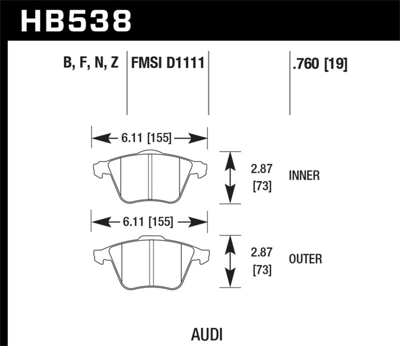 Hawk 2009-2009 Audi A4 Cabriolet HPS 5.0 Front Brake Pads Hawk Performance Brake Pads - Performance AXOPROS