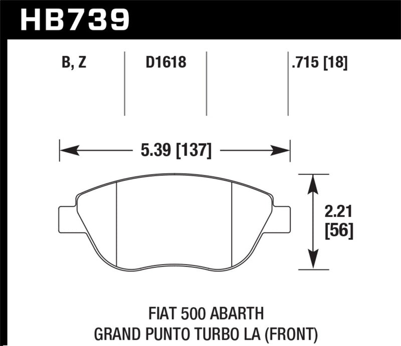 Hawk 2013 Fiat 500 Abarth Front HPS 5.0 Street Brake Pads Hawk Performance Brake Pads - Performance AXOPROS