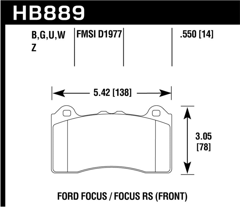 Hawk 2017 Ford Focus PC Front Brake Pads Hawk Performance Brake Pads - Performance AXOPROS