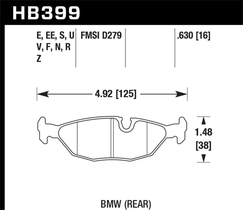 Hawk 84-4/91 BMW 325 (E30) HPS Street Rear Brake Pads Hawk Performance Brake Pads - Performance AXOPROS