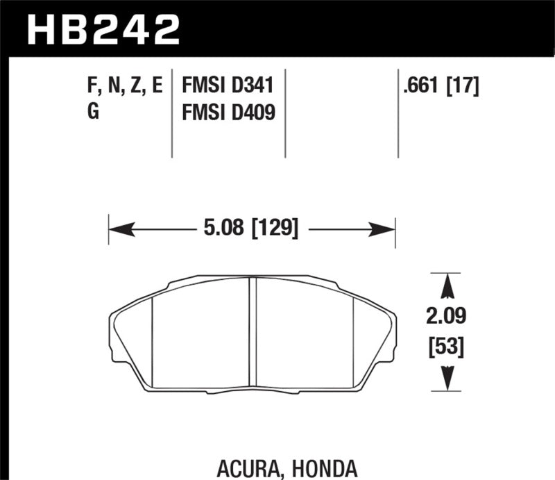 Hawk 86-01 Acura (Various) / 88-93 Honda (Various) DTC-60 Race Front Brake Pads Hawk Performance Brake Pads - Racing AXOPROS