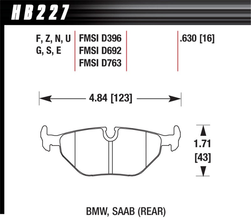Hawk 92-95 BMW 325iS DTC-60 Race Rear Brake Pads Hawk Performance Brake Pads - Racing AXOPROS