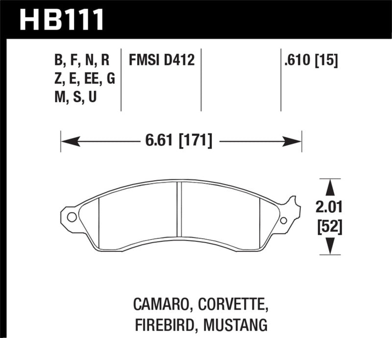 Hawk 94-04 Mustang Cobra / 88-95 Corvette 5.7L / 88-92 Camaro w/ Hvy Duty Brakes Front Performance C Hawk Performance Brake Pads - Performance AXOPROS