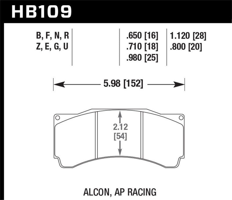 Hawk Alcon TA-6 / AP Racing CP5060-2/3/4/5ST / AP Racing CP5555 / Rotora FC6 DTC-70 Race Brake Pads Hawk Performance Brake Pads - Racing AXOPROS