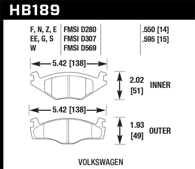 Hawk Blue 9012 Brake Pads Volkswagen Hawk Performance Brake Pads - Racing AXOPROS