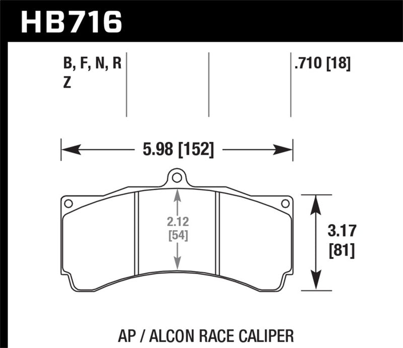 Hawk HPS Brake Pads w/ 0.710 Thickness - AP Racing Alcon Hawk Performance Brake Pads - Performance AXOPROS