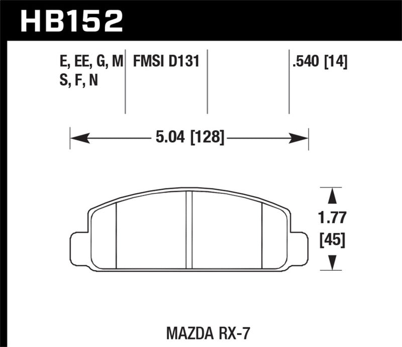Hawk Mazda RX-7 HPS Street Front Brake Pads Hawk Performance Brake Pads - Performance AXOPROS
