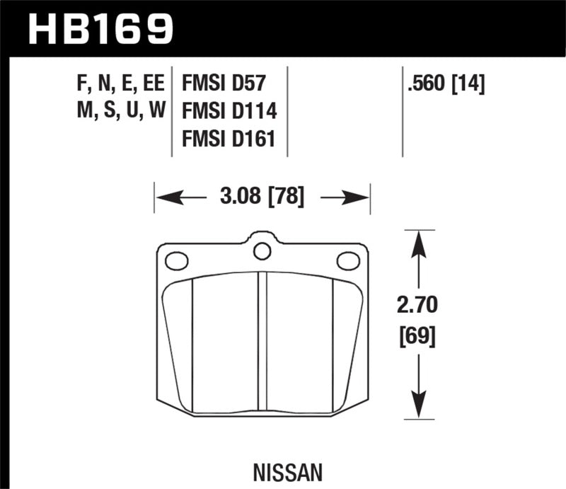 Hawk Nissan 810/240Z/260Z/280Z/620 / Toyota Corona/Cressida/Crown/Pickup Blue 9012 Front Race Pads Hawk Performance Brake Pads - Racing AXOPROS