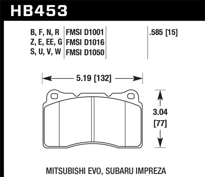 Hawk Street 5.0 Front Brake Pad Brembo 03-06 Evo / 04-14 STI / 09-10 Evo / 09-10 Genesis / 04-08 TL Hawk Performance Brake Pads - Performance AXOPROS