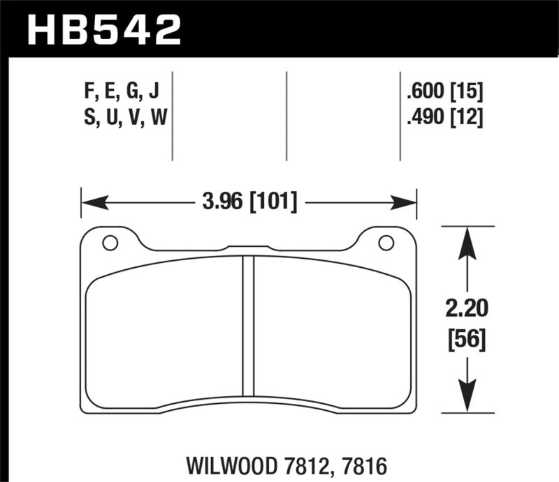 Hawk Wilwood 15mm DTC-60 Race Brake Pads Hawk Performance Brake Pads - Racing AXOPROS
