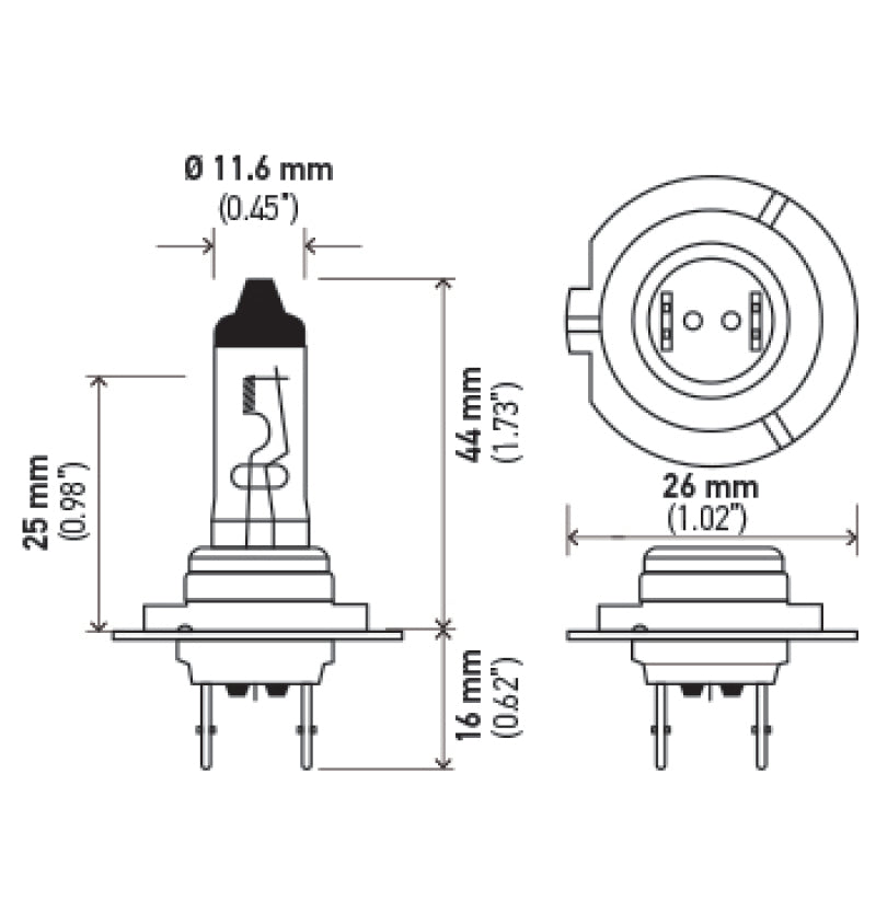 Hella H7 12V 55W PX26D HP 2.0 Halogen Bulbs Hella Bulbs  AXOPROS