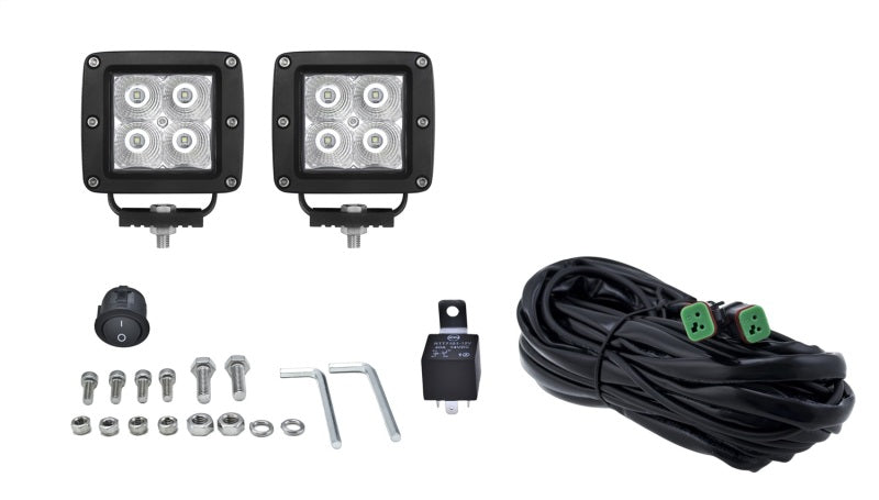 Hella HVF Cube 4 LED Off Road Kit - 3.1in 2X12W Hella Light Bars & Cubes AXOPROS