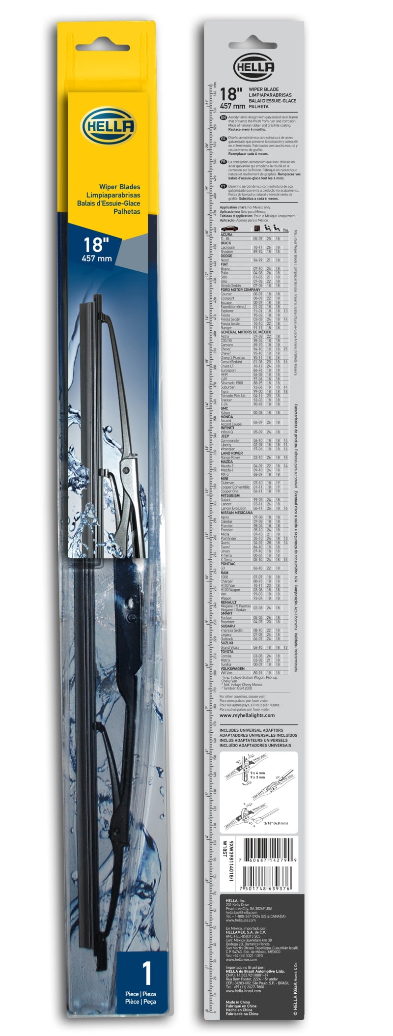 Hella Standard Wiper Blade 18in - Single Hella Exterior Trim AXOPROS