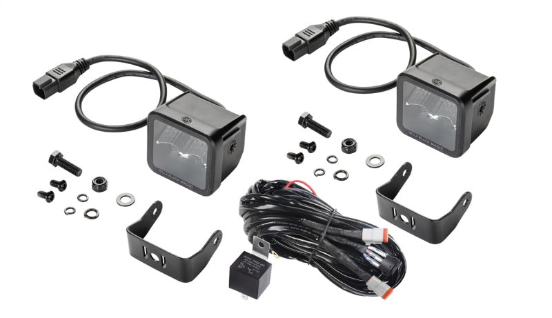 Hella Universal Black Magic 2.7in L.E.D. Cube Kit - Flood Beam Hella Fog Lights AXOPROS
