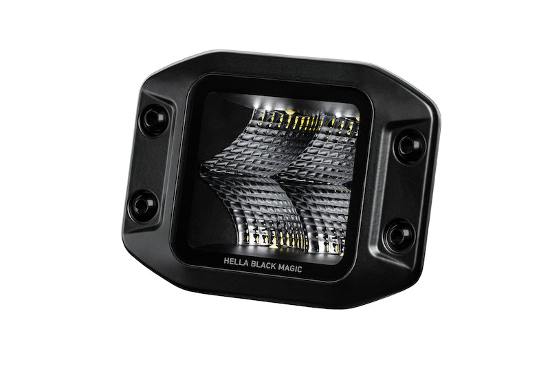 Hella Universal Black Magic 3.2in L.E.D. Cube Kit - Flood Beam (Flush Mount) Hella Fog Lights AXOPROS