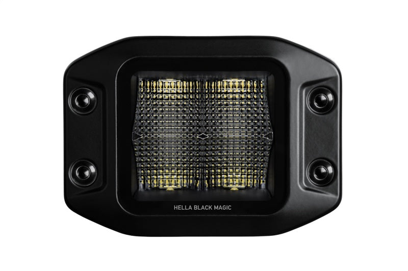 Hella Universal Black Magic 3.2in L.E.D. Cube Kit - Flood Beam (Flush Mount) Hella Fog Lights AXOPROS