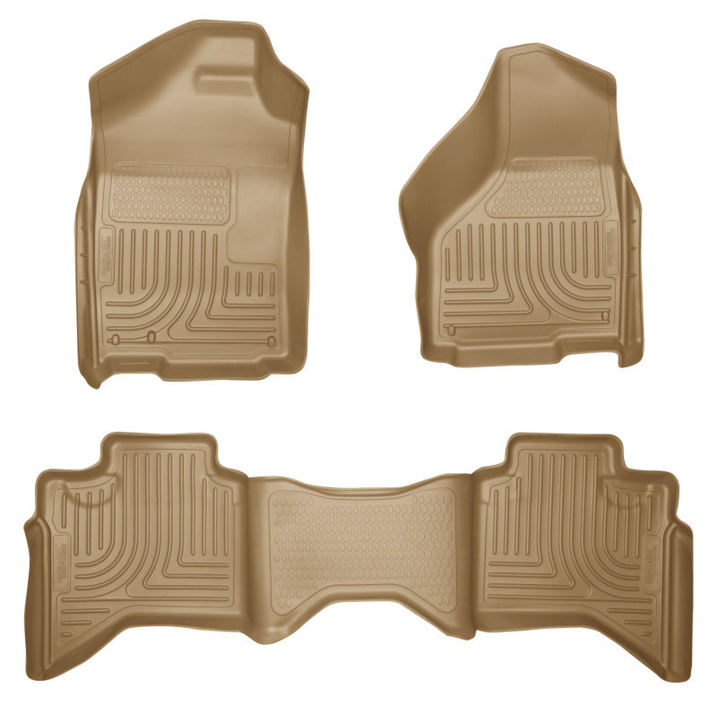 Husky Liners 03-08 Dodge Ram 1500/2500/3500 Quad Cab WeatherBeater Combo Tan Floor Liners Husky Liners Floor Mats - Rubber AXOPROS