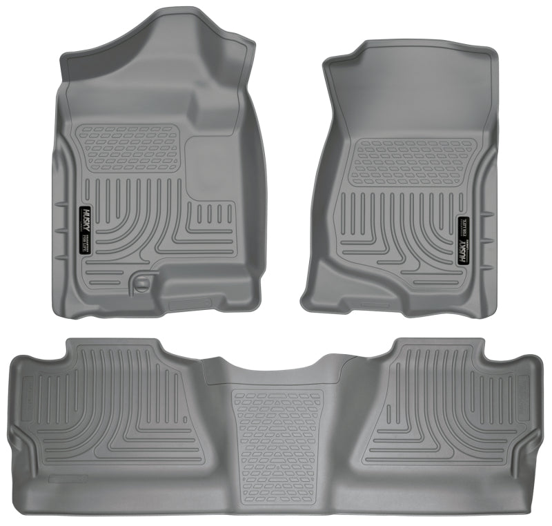 Husky Liners 07-12 Chevy Silverado/GMC Sierra Crew Cab WeatherBeater Combo Gray Floor Liners Husky Liners Floor Mats - Rubber AXOPROS