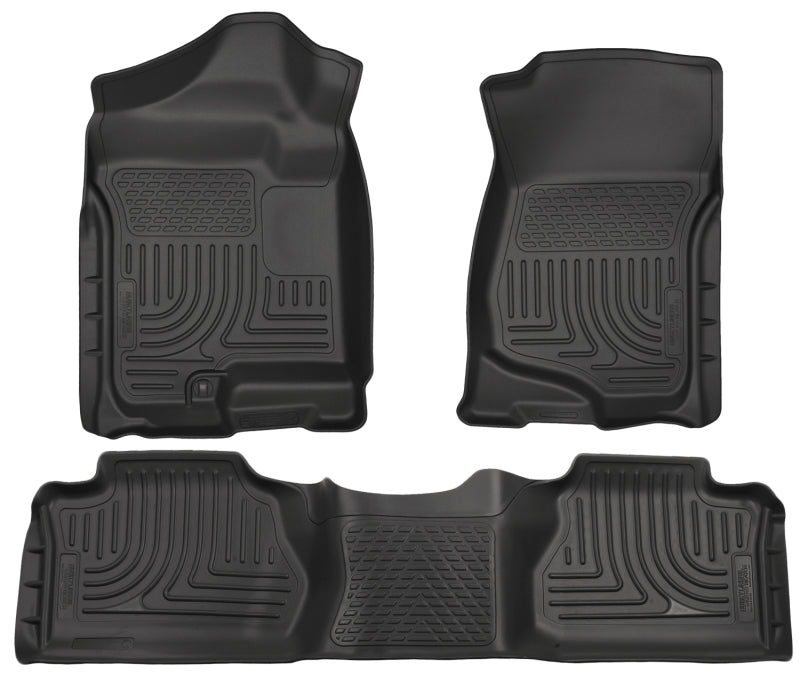 Husky Liners 07-12 Chevy Silverado/GMC Sierra Extended Cab WeatherBeater Combo Black Floor Liners Husky Liners Floor Mats - Rubber AXOPROS