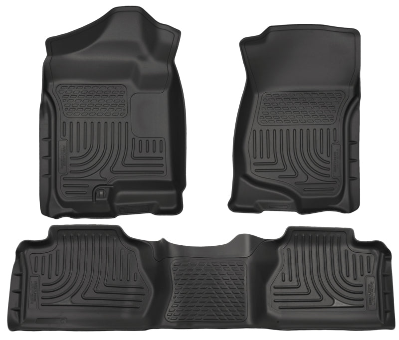 Husky Liners 07-12 Chevy Silverado/GMC Sierra Extended Cab WeatherBeater Combo Black Floor Liners Husky Liners Floor Mats - Rubber AXOPROS