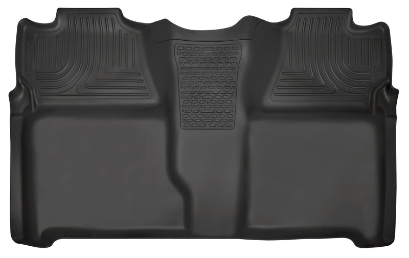 Husky Liners 07-13 Chevy Silverado 1500/2500HD Crew Cab PU Weatherbeater Black 2nd Seat Floor Liner Husky Liners Floor Mats - Rubber AXOPROS