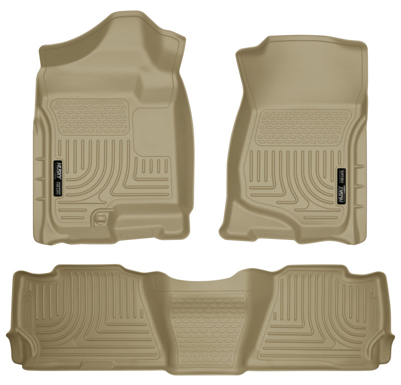 Husky Liners 07-13 GM Escalade ESV/Avalanche/Suburban WeatherBeater Tan Front/2nd Row Floor Liners Husky Liners Floor Mats - Rubber AXOPROS