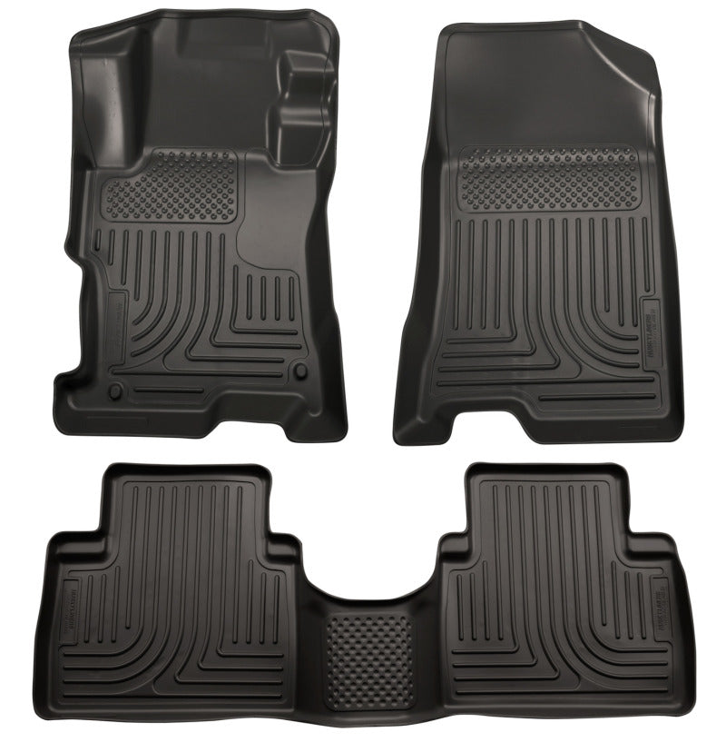 Husky Liners 08-12 Honda Accord (4DR) WeatherBeater Combo Black Floor Liners (One Piece for 2nd Row) Husky Liners Floor Mats - Rubber AXOPROS