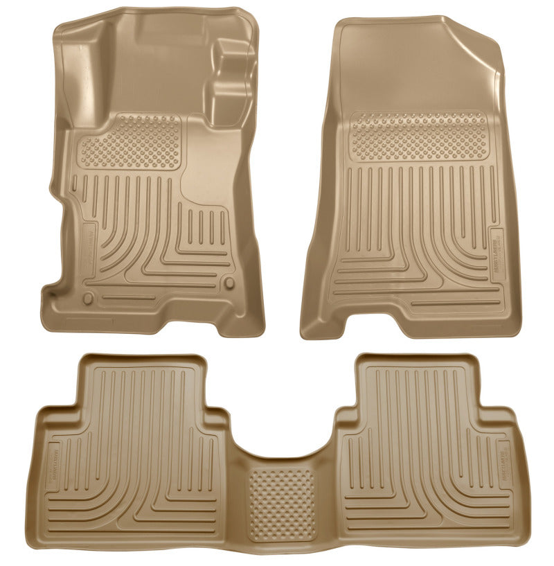 Husky Liners 08-12 Honda Accord (4DR) WeatherBeater Combo Tan Floor Liners (One Piece for 2nd Row) Husky Liners Floor Mats - Rubber AXOPROS