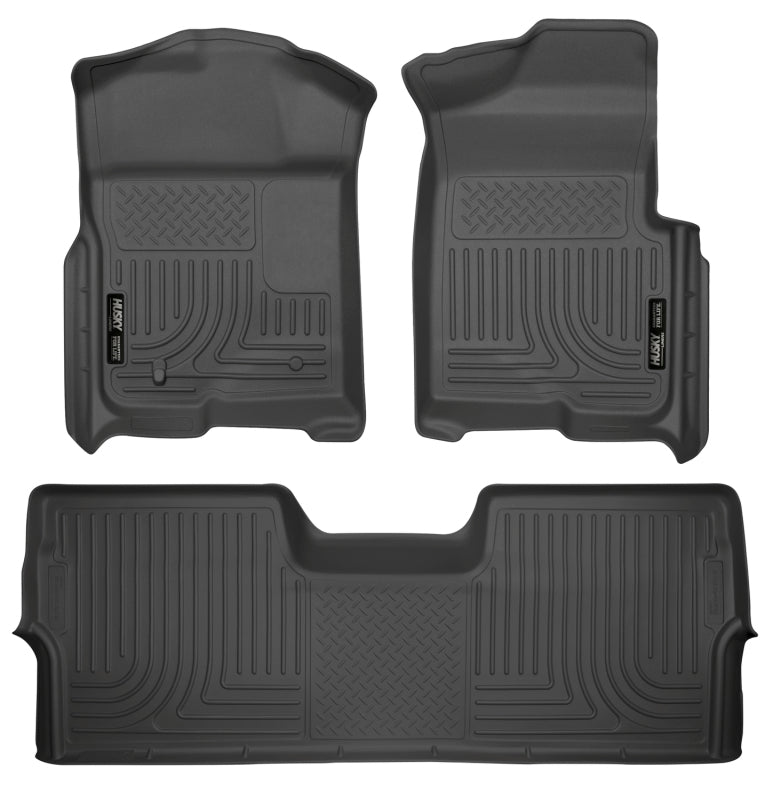 Husky Liners 09-12 Ford F-150 Super Crew Cab WeatherBeater Combo Black Floor Liners Husky Liners Floor Mats - Rubber AXOPROS