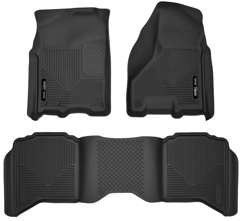 Husky Liners 09-18 Dodge Ram 1500 Crew Cab X-Act Contour Front & Second Seat Floor Liners - Black Husky Liners Floor Mats - Rubber AXOPROS