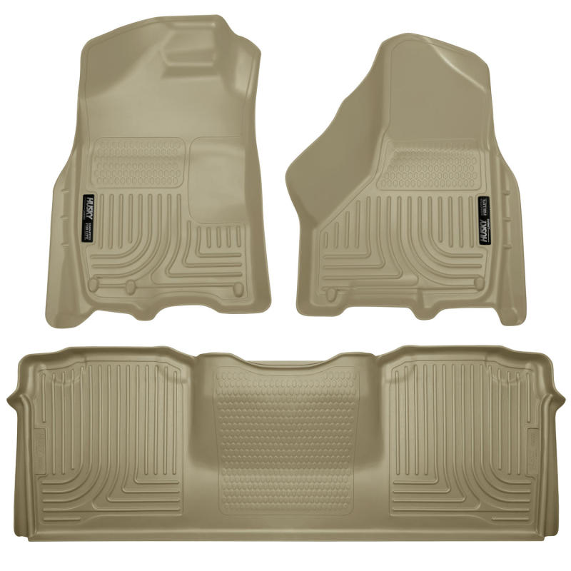 Husky Liners 10-12 Dodge Ram 2500/3500 Mega Cab WeatherBeater Combo Tan Floor Liners Husky Liners Floor Mats - Rubber AXOPROS