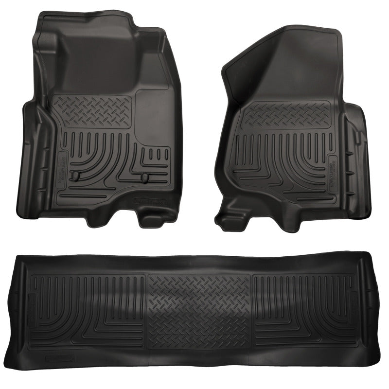 Husky Liners 11-12 Ford SD Crew Cab WeatherBeater Combo Black Floor Liners (w/o Manual Trans Case) Husky Liners Floor Mats - Rubber AXOPROS