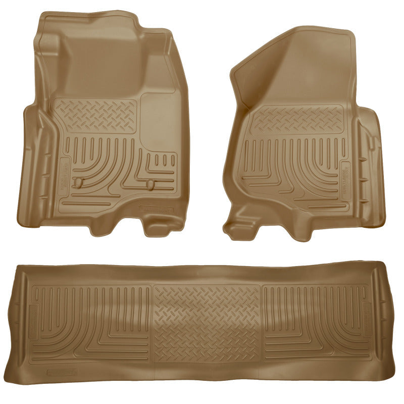 Husky Liners 11-12 Ford SD Crew Cab WeatherBeater Combo Tan Floor Liners (w/o Manual Trans Case) Husky Liners Floor Mats - Rubber AXOPROS