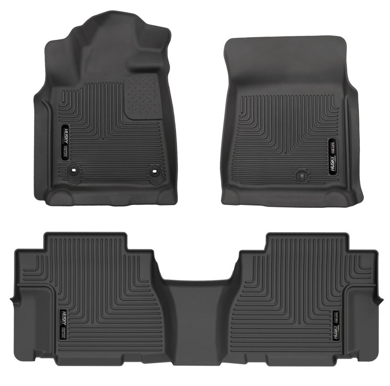 Husky Liners 12-22 Toyota Sequoia Weatherbeater Front & 2nd Seat Floor Liners - Black Husky Liners Floor Mats - Rubber AXOPROS