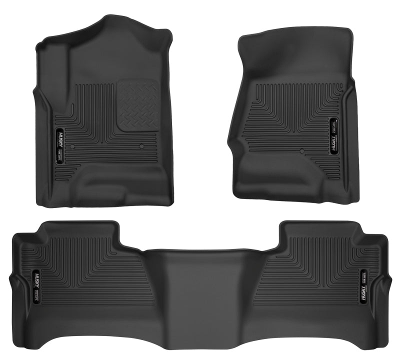 Husky Liners 14 Chevrolet Silverado/GMC Sierra WeatherBeater Black Front & 2nd Seat Floor Liners Husky Liners Floor Mats - Rubber AXOPROS