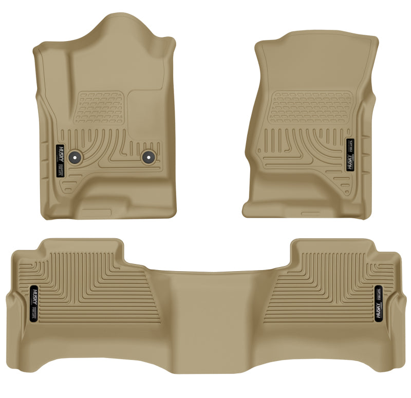 Husky Liners 14 Chevrolet Silverado/GMC Sierra WeatherBeater Tan Front & 2nd Seat Floor Liners Husky Liners Floor Mats - Rubber AXOPROS
