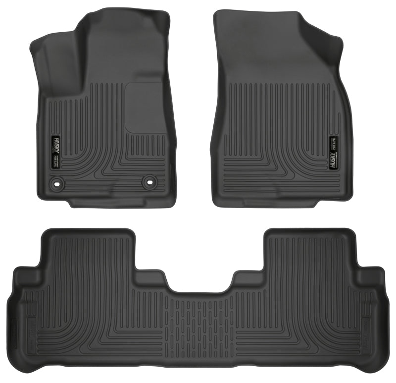Husky Liners 14 Toyota Highlander Weatherbeater Black Front & 2nd Seat Floor Liners Husky Liners Floor Mats - Rubber AXOPROS