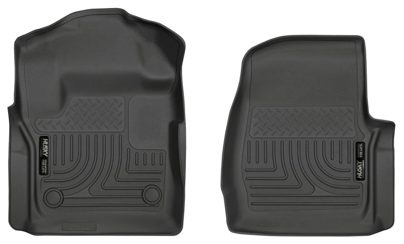 Husky Liners 17 Ford F-250 F-350 Super Duty Standard Cab WeatherBeater Black Front Floor Liners Husky Liners Floor Mats - Rubber AXOPROS