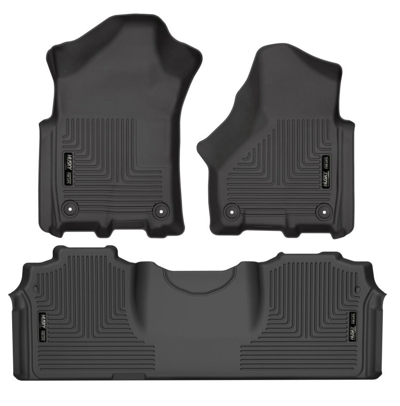 Husky Liners 19-21 RAM 2500/3500 Mega Cab Weatherbeater Front and 2nd Seat Floor Liners - Black Husky Liners Floor Mats - Rubber AXOPROS