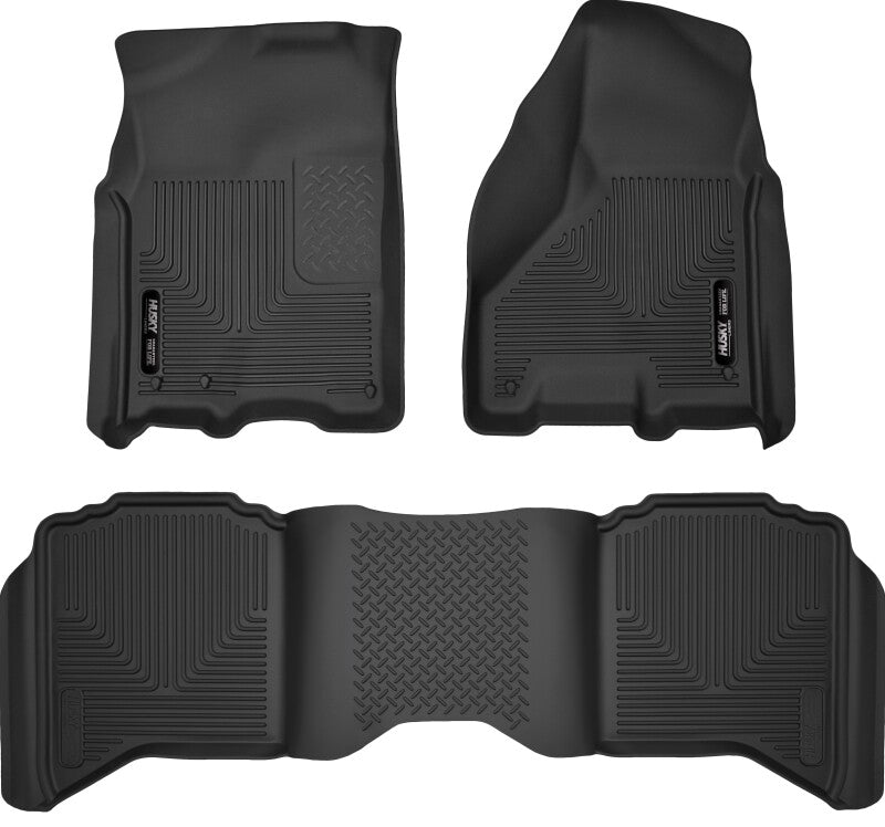 Husky Liners 2012 Dodge Ram 1500/2500 Crew Cab WeatherBeater Combo Black Floor Liners Husky Liners Floor Mats - Rubber AXOPROS