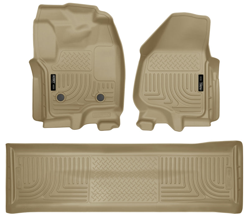 Husky Liners 2012.5 Ford SD Crew Cab WeatherBeater Combo Tan Floor Liners (w/o Manual Trans Case) Husky Liners Floor Mats - Rubber AXOPROS