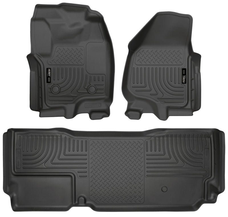 Husky Liners 2012.5 Ford SD Super Cab WeatherBeater Combo Black Floor Liners (w/o Manual Trans Case) Husky Liners Floor Mats - Rubber AXOPROS